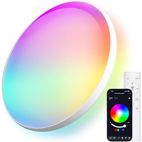 Oraymin Deckenlampe mit Fernbedienung, 24W RGB Farbwechsel LED Deckenleuchte mit APP-Steuerung, 2700K-6500K Schlafzimmerlampe, Dimmbar LED Lampe für Wohnzimmer, Kinderzimmer, Ø30CM