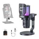 COMICA EJoy Uni Pro Kabellos USB Mikrofon PC, Gaming Mikrofon für Streaming Podcast Studio, PS4/PS5/MAC, Microphone Pc mit Geräuschunterdrückendes, RGB-Steuerung, Stummschaltung, Gain Regler-Black - 1