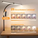 APMIEK Doppelkopf Schreibtischlampe LED Dimmbar, 24W 80CM Klemmbar Tageslichtlampe Schreibtisch Lampe, Schwanenhals Büro Tischlampe Augenschutz Arbeitsplatzleuchte Monitor Lampe, schwarz - 2