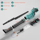 Olubfdh 21V Soffiatore a Batteria 255Km/h 1070m³/h, Max 38000RPM, 3 Velocità con 2 batterie 4000 mAh e caricabatterie Display LCD per Foglie Giardino, Trucioli Legno, Pulizia del Cortil (Blu) - 6