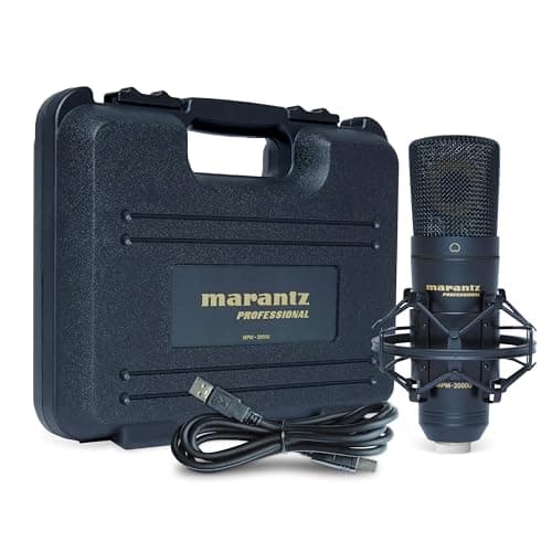 Marantz Professional MPM-2000U - Microfono USB a Condensatore per Gaming, Streaming, Podcast e Registrazioni PC/Mac - Cardioide, Shockmount, Cavo USB e Custodia Inclusi, Nero