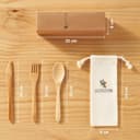 GASTROTOMI Cubiertos de Bambú Reutilizables para Llevar con Bolsa, Set de 18 Piezas Tamaño Normal (20 cm), Cubiertos de Madera sin Plástico para Oficina, Viaje, Picnic y Camping - 4