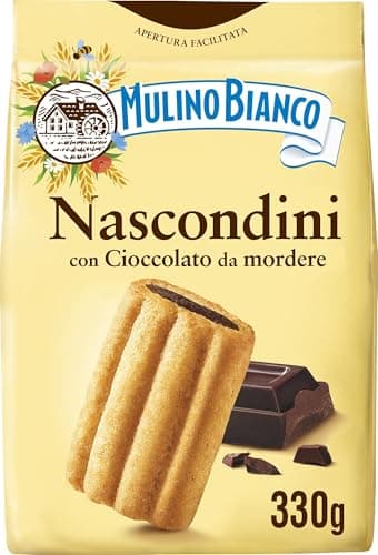 Mulino Bianco Biscotti Frollini Nascondini con Cioccolato da Mordere, Senza Olio di Palma, Colazione Ricca di Gusto, 330 g