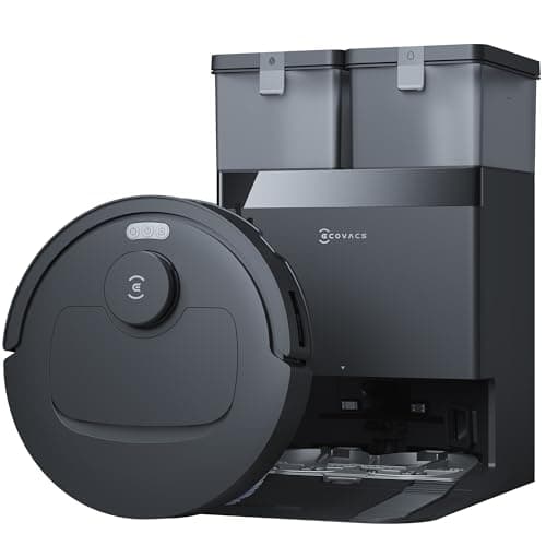 ECOVACS DEEBOT T30e Omni Saugroboter mit Wischfunktion, 25.000 Pa, OZMO Turbo 2.0 Wischen, ZeroTangle 3.0 Anti-Verheddern, Triple-V-Hauptbürste, Omni-Station, 75°C Moppwäsche, Schwarz