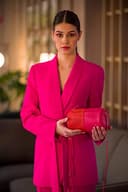 DuDu Borsa Donna Cilindrica in Pelle, Borsa a Tracolla con Catena e Pelle, Borsa a Cilindro Piccola Fashion Elegante con Cerniera Kornblume - 2