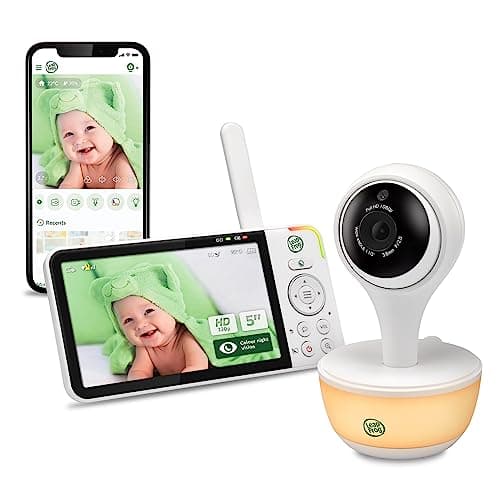 LeapFrog LF815HD Smart Video Baby Monitor with 5 Inch HD Colour Display, WiFi, Temperature/Humidity Sensor, Wide Angle Lens, Coloured Night Light, 8X Zoom, App Function, Wall Mounting, White