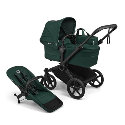 Bugaboo Donkey 6 Single Pushchair, Convertible to Double and Twin Stroller, Pram for Newborn and Toddler, Double Storage Space & Side Basket, Easy to Maneuver One Hand Steering, Fern Green