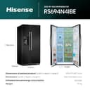 Hisense RS694N4IBE Freestanding Side-by-Side Door American Fridge Freezer 562L 91 x 178.65 x 74.3 cm (W x H x D), Black, Varnished Door, E rated - 2