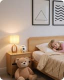 GOEBLESON Nachttischlampe aus Holz, Moderne Tischlampe Wohnzimmer, Beige Nachttischlampe mit Kabel, Fensterbank Lampe, E27 2700K LED-Birne, für Schlafzimmer, Nachttisch, Geschenk, Hotel ZME07TLD05N1 - 8