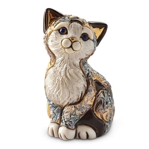 De Rosa Rinconada Gattino Calico Seduto Scultura in Ceramica