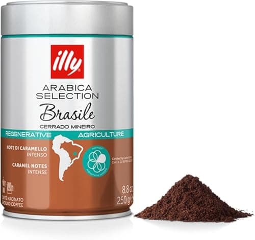 illy, Gemahlener Kaffee für Espresso Arabica Selection Brasile Cerrado Mineiro, 100% Arabica mit Karamell- und Trockenfrüchten, Ausgewogener Geschmack, 1 Dose mit 250g