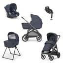 Inglesina Aptica Quattro Travel System with Carrycot, Car Seat, Baby Stroller, and Baby Pram - Lightweight, Foldable, Comfortable with Adjustable Backrest, 5 Ventilation Windows (Resort Blue) - 1