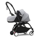 Stokke YOYO3 Stroller with Newborn Pack (Stone) - Includes Frame (Black), Mattress, Five-Point Harness, Extendable Canopy, Padded Shoulder Strap & Protective Storage Bag - 1