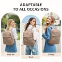 GOLF SUPAGS Mochila Casual para Mujer Bolsa de Hombro para Trabajo Viaje Colegio Monedero para Portátil de 15,6 Pulgadas(Champán) - 6