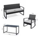 Xbro Conjunto Jardin Exterior de Ratán, Muebles Jardin Exterior para 4 Personas con Mesa de Vidrio 1 Sofa Exterio y 2 Sillas, para Patios, Jardines y Espacios al Aire Libre (Gris) - 4