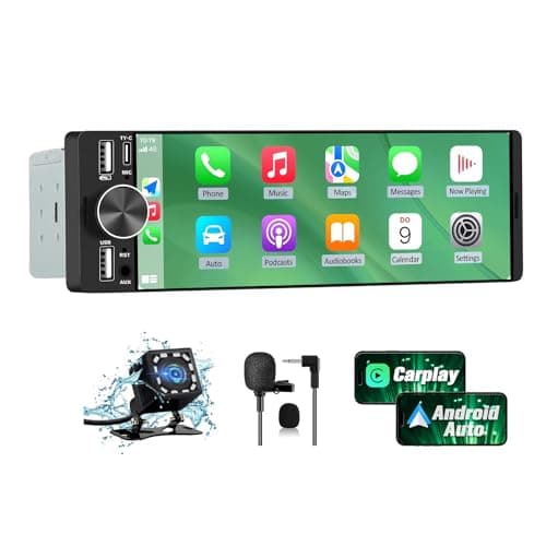 AWESAFE Radio de Coche 1 DIN Universal con Carplay y Android Auto Inalámbrico, Autoradio 1 DIN con Pantalla Táctil de 6.36 Pulgadas y Cámara Trasera, Soporta Bluetooth/Mandos Volante/FM/Double USB