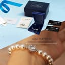 FEIKFEIZ Perlenarmband mit Moissanit, 2CT laborgezüchtete Moissanit-Diamanten, rhodiniertes Gold, verstellbares Armband aus Süßwasserperlen, silbernes Armband, Geschenk für Damen. - 6