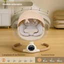 BEBE2LUXE ALPHA, Sdraietta dondolo automatico per neonato fino a 9 kg, Altalena Eletrica con Melodie, Telecomando, touch screen LED, Regolazione dello schienale, Timer, silenzioso - 5