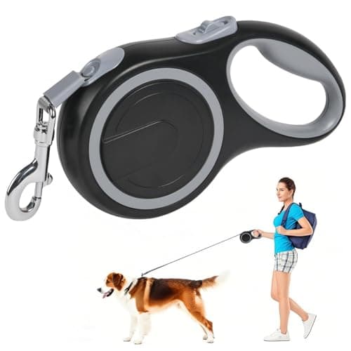 Aomig Correa Perro Extensible, 8m Correa Retráctil 360° Anti-Enredo para Perros, Correa Perro con Mango Antideslizante, Cinta Nylon Resistente y Botón de Bloqueo Rápido