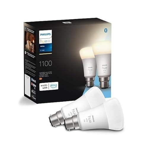 Philips Hue Smart Bulb, B22, Dimmable, Dynamic Settings, Works with Alexa, Google Assistant and Apple Homekit, Twin Pack