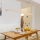 LED Wood Pendant Lamp Dining Table Pendant Lamp, Dimmable Modern Pendant Lamp Wood With Remote Control, Modern Straight Design Living Room Lamp Hanging For Kitchen Office Dining Room (Wood, 150 cm) - 6