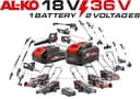 AL-KO Akku B100.6 Li, 18 V / 36 V 1 Battery - 2 Voltages Serie (5 Ah / 2.5 Ah) Li-Ion Akku, mit Ladestands-Anzeige, kein Memory-Effekt - 2