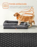Feandrea Cuccia per Cani Ortopedica, Letto Divano per Animali, Imbottitura Morbida, Bordi Rialzati, Copertura Sfoderabile e Lavabile, 106 x 76 x 18 cm, Fondo Antiscivolo, Grigio Scuro PGW077G01 - 9