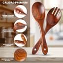 Utensilios de Cocina Madera - 9 pzas - Madera de Teca - Antiarañazos - Set de Espatulas y Cucharones de Cocina - Agarre Comodo para sartenes Antiadherentes - CAMBLA - 2