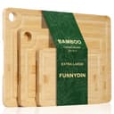 Funnydin Bambú Tabla de Cortar Juego de 3, Diferentes Tamaños,Tablas de Cortar de Madera y Bandeja para Servir, Tablas de Cortar de Madera Gruesa para Cocina, Aptas para Lavavajillas - 1