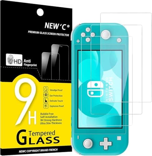 NEW'C 3 Pack Designed for Nintendo Switch lite Screen Protector Tempered Glass, Case Friendly Scratch Resistant,Bubble-Free, Ultra Resistant