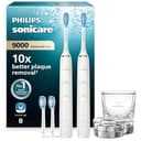 Philips Sonicare DiamondClean 9000 spazzolino elettrico, confezione doppia, spazzolino sonico con app, sensore di pressione, 4 modalità di pulizia, 3 livelli di intensità, bianco, modello HX9914/62 - 1
