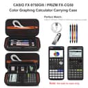 Elonbo Custodia da trasporto per calcolatrice grafica a colori CASIO FX-9750GIII/PRIZM FX-CG50, tasca extra con cerniera per cavo di ricarica, caricabatterie, manuale, nero - 2