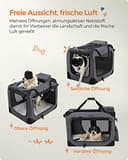 Feandrea Hundebox faltbar, Transportbox Hund, XL, Hundetasche, Oxford-Gewebe, Netzstoff, atmungsaktiv tragbar transportabel, Metallrahmen, mit Griffen, Taschen, 81 x 58 x 58 cm, grau PDC008G01 - 9