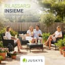 Juskys Salottino in polyrattan Fort Myers 4 Persone con divano a 2 posti, 2 sedie, tavolo e cuscini per seduta resistente alle intemperie nero/grigio Mobili da balcone Set di mobili da giardino - 7