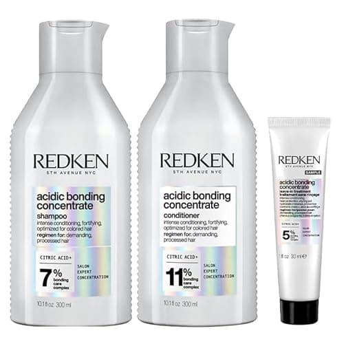Redken PACK Acidic Bonding Concentrate Shampoo 300ml, Acidic Bonding Concentrate Conditioner 300ml, Redken GIFT WITH PURCHASE Acidic Bonding Concentrate Leave In Treatment 30ml