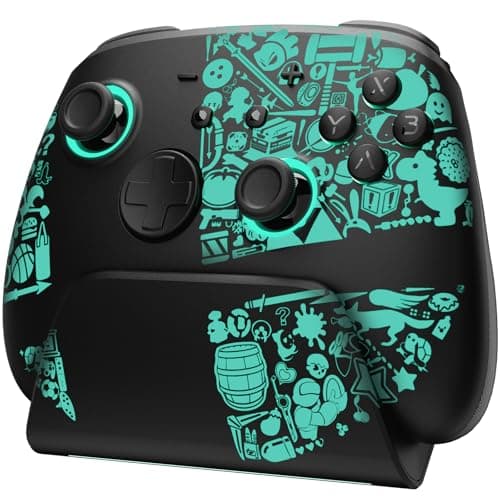 Switch 2 Pro Controller, Switch Controller Wireless with Charging Dock for Switch 2/Lite/OLED, RGB Bluetooth Gamepad with Hall Effect/7 LED Colors/Back Paddles/Dual Shock/Turbo/Motion Control, Black