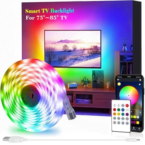 SANSUN Strisce LED per TV, con cavo USB, kit per retroilluminazione TV e HDTV, con telecomando, 16 colori, LED 5050 (5 m, per TV da 75-85")