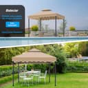 Toldo Pergola Recambio 3x3m, Pergolas de Jardin Cubierta de Repuesto de Gazebo Pabellón Exteriores, Doble Niveles Carpas para Exteriores con Orificios de Drenaje y Ventilación - 6