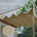 Outsunny Gazebo Pergola Addossata 3x3 m con Tetto Retrattile Scorrevole, Fori di Drenaggio, Pergolato da Giardino in Poliestere e Acciaio, per Patio, Terrazzo, Esterno, UV30+, Beige - 6