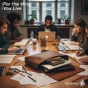 WANDERINGS Carpeta de Cuero Genuino de Grano Completo con Correa Extraíble - Organizador de Documentos Folio Hecho a Mano - Portadocumentos de Cuero - Compatible con Tabletas y Portátiles de 15", 14 - 8