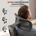 FLEXISPOT OC3 PRO Ergonomic Office Chair with 3D Headrest and Height-Adjustable Backrest, Folding PU Armrests, W-Shaped Foam Seat, 135° Back Adjustment, Maximum Load 180 kg (Black) - 5