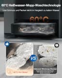 ECOVACS DEEBOT X2 Combo Saugroboter mit Wischfunktion 8700Pa mit Handstaubsauger, doppelte automatische Leerung, 15mm Mopp-Hebesystem, selbstreinigender Roboterstaubsauger, Heißwasser-Moppreinigung - 4