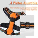 rabbitgoo Arnes Antitirones Perro Ajustable con Lineas Reflectantes Arnés Coche Perro Coche Adiesreamiento Arnes Perro Chaleco Transpirable con Asa Seguridad Grande Naranja - 4