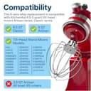 MMOBIEL Repuesto del accesorio batidor de 6 alambres para máquina batidorade acero inoxidable compatible con KitchenAid K45, KSM15, KSM110, KSM103, KSM75, KN15, and KSM90 Stand Mixer - 2