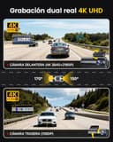 GKU Dashcam Cámara Coche 4K+1080P, 5GHz WiFi Dash CAM Coche con Tarjeta SD de 64GB,Camara Coche Grabadora,170° Gran Angular,Visión Nocturn,WDR,Sensor G,Monitor de Aparcamiento,Grabación de Bucle - 2