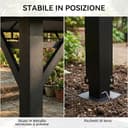 Outsunny Gazebo da Giardino 4x3 m con Tende Laterali a Rullo, Gazebo Esterno con 8 Fori di Drenaggio, Doppio Tetto e Struttura in Metallo, per Giardino, Balcone, Feste, Cortile, Patio, Grigio Scuro - 6