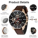 OFFCUP Reloj para Hombre, 55mm Cronografo Relojes, Reloj Analógico de Cuarzo con Luminosa et Fecha Automática, Reloj de Cuero, Negocios Casual Negocios Relojes de Pulsera Regalo para Hombre (Negro) - 3