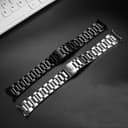 FOUUA Edelstahl-Uhrenarmband 22mm für TAG Heuer Carrera Aquarace - Metallarmband mit Echtleder, silbrig-schwarz - 6