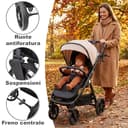 Twinly - Spacely - Passeggino Leggero 25 kg Portata, Passeggino da Viaggio Pieghevole ad una Mano, Seduta Ampia e Confortevole, Ruote Grandi Ammortizzate, Cappottina XXL e Parapioggia (Nero) - 4
