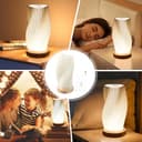 Focenat Nachttischlampe mit Holzsockel, 9-Stufig Dimmbare Nachttischlampe, Tischleuchte Minimalistische mit PLA Lampenschirm, Kleine Tischlampe mit Kabel, für Schlafzimmer Nachttisch Wohnzimme - 8